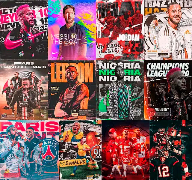 107款超巨量体育赛事运动篮球足球音乐专辑封面赛博迷幻Y2K多风格PSD海报KV广告设计排版分层源文件大合集 Supreme Pack PSD , sucaiwan.com