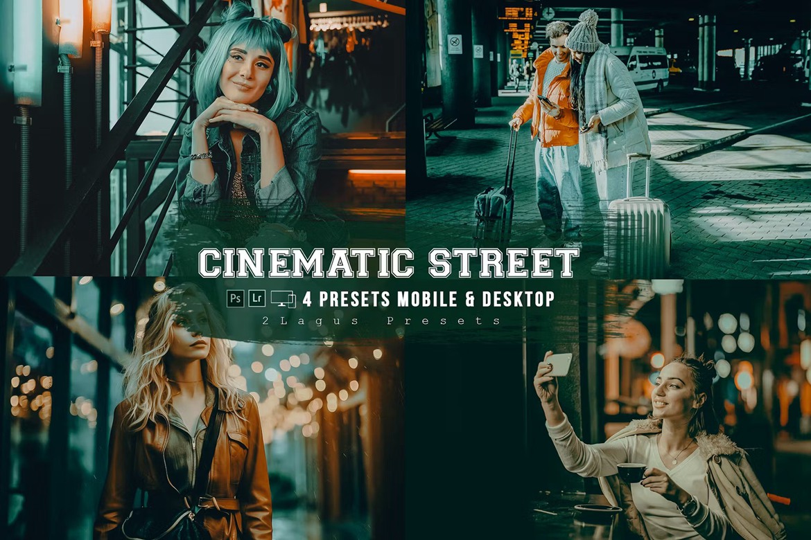 复古电影音乐城市景观摄影后期调色Lightroom预设 Lightroom Presets für Filmmusik Street 4 插件预设 sucaiwan.com