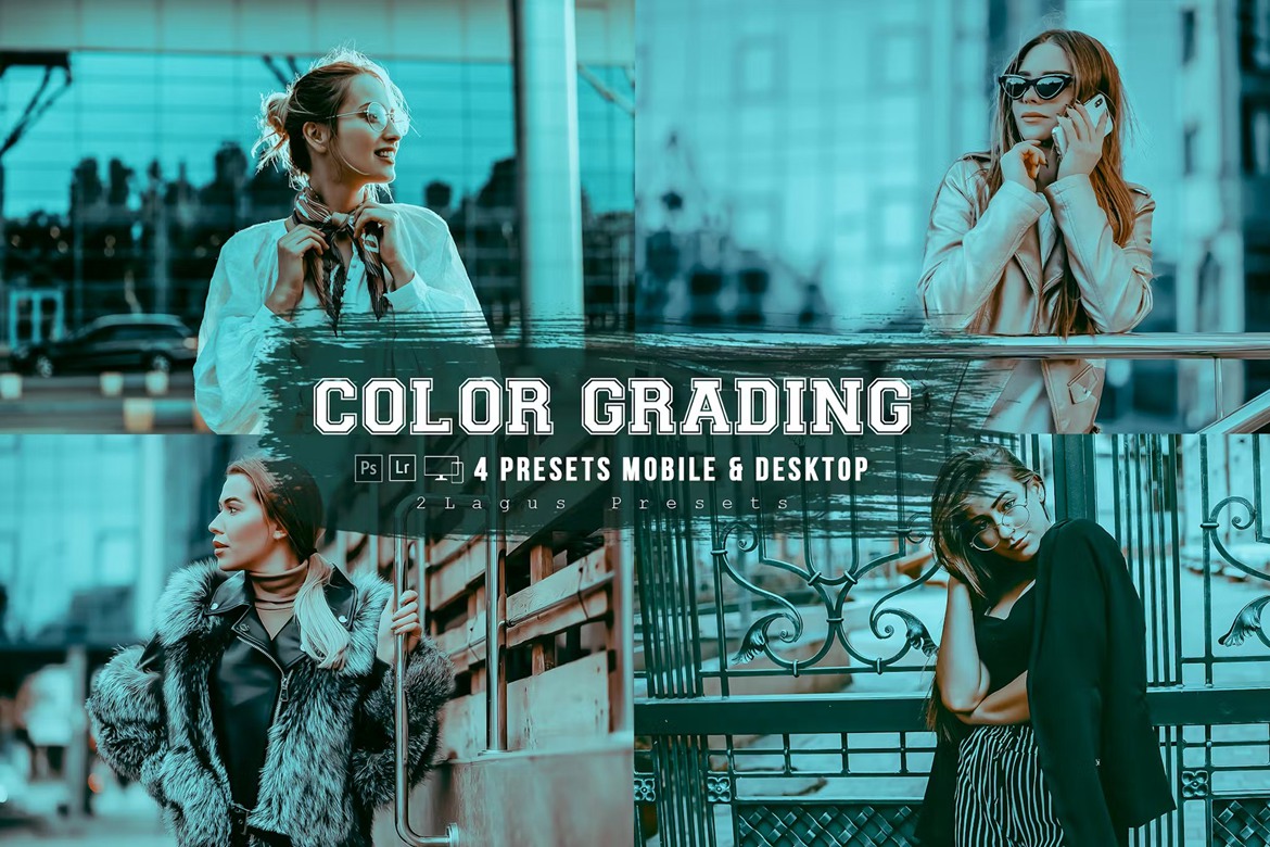 时尚美丽外观色彩校正摄影后期调色Lightroom预设 Farbkorrektur: 4 Lightroom Presets für Handy und PC 插件预设 sucaiwan.com