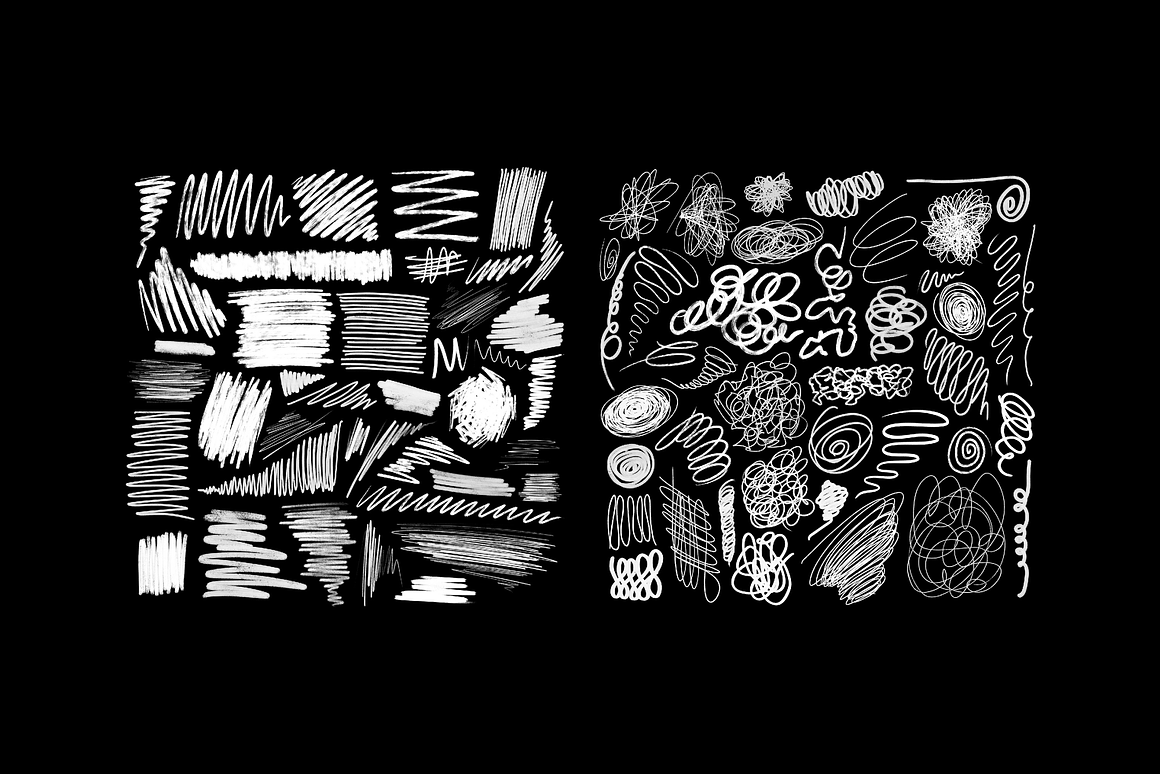 80款嘻哈街头涂鸦手绘线条字母毛笔笔触PNG免抠套装 SCRIBBLE GRAPHICS COLLECTION 图片素材 sucaiwan.com
