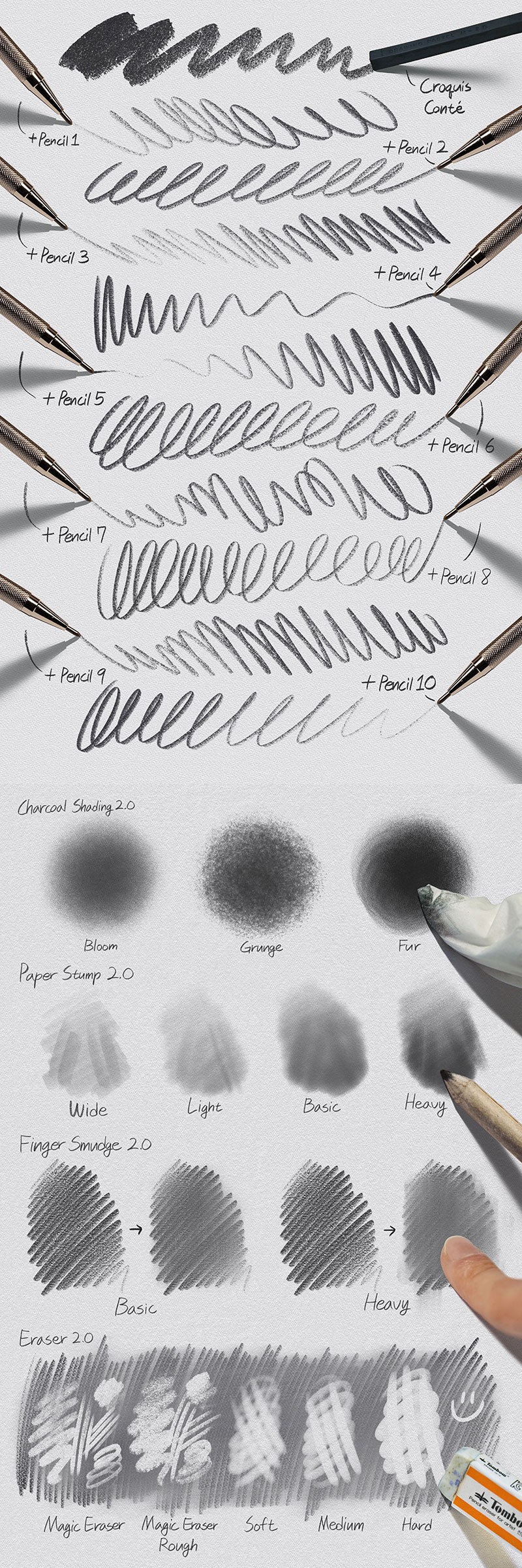 120个真实铅笔素描质感Procreate笔刷套装 , sucaiwan.com