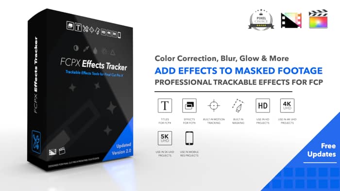 FCPX插件：自动跟踪效果工具色彩校正模糊发光效果 Pixel Film Studios – FCPX Effects Tracker 2.0 . sucaiwan.com