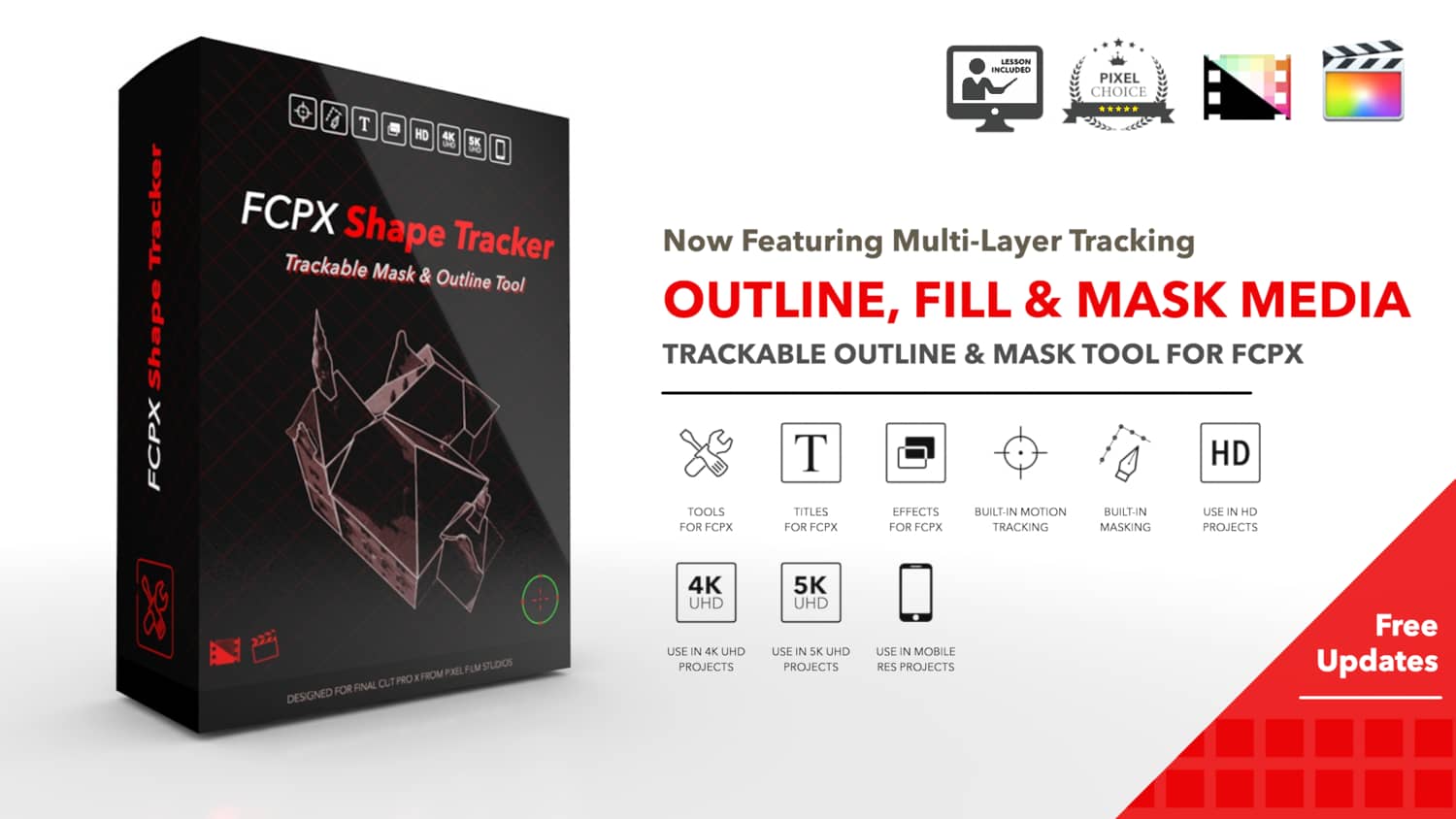 FCPX插件：自动跟踪轮廓描边标注划重点高亮显示工具 Pixel Film Studios – FCPX Auto Tracker Outline . sucaiwan.com