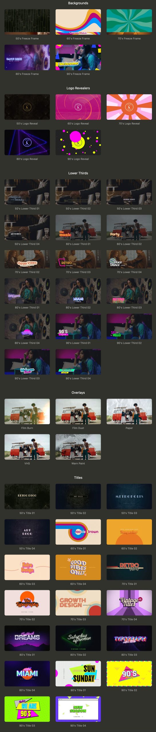 FCPX插件:60组80年代复古风格标题背景图形定格帧字幕条叠加效果 Retro Collection , 第2张-素材湾丨精选海外优质设计素材资源 FCPX插件:60组80年代复古风格标题背景图形定格帧字幕条叠加效果 Retro Collection , sucaiwan.com