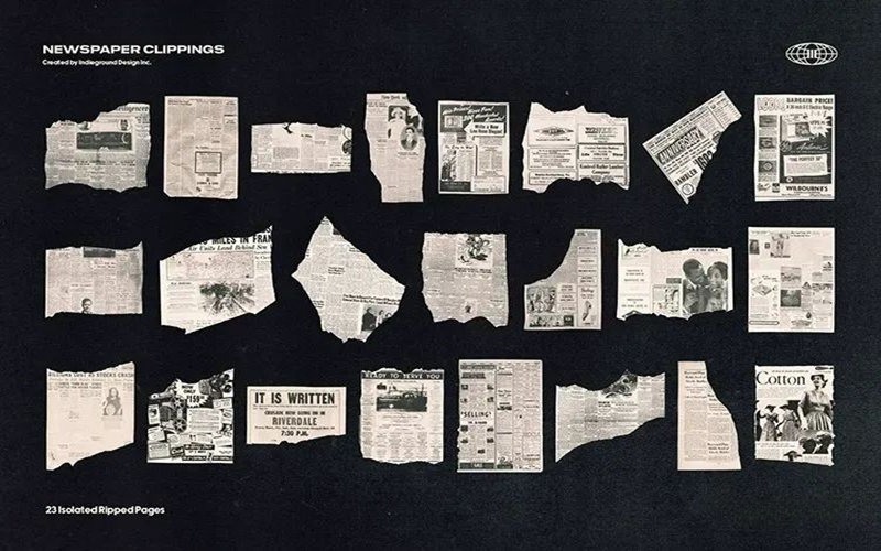 复古怀旧欧美撕纸边缘撕边老旧报纸碎片剪报拼贴PNG免抠设计素材 图片素材 sucaiwan.com