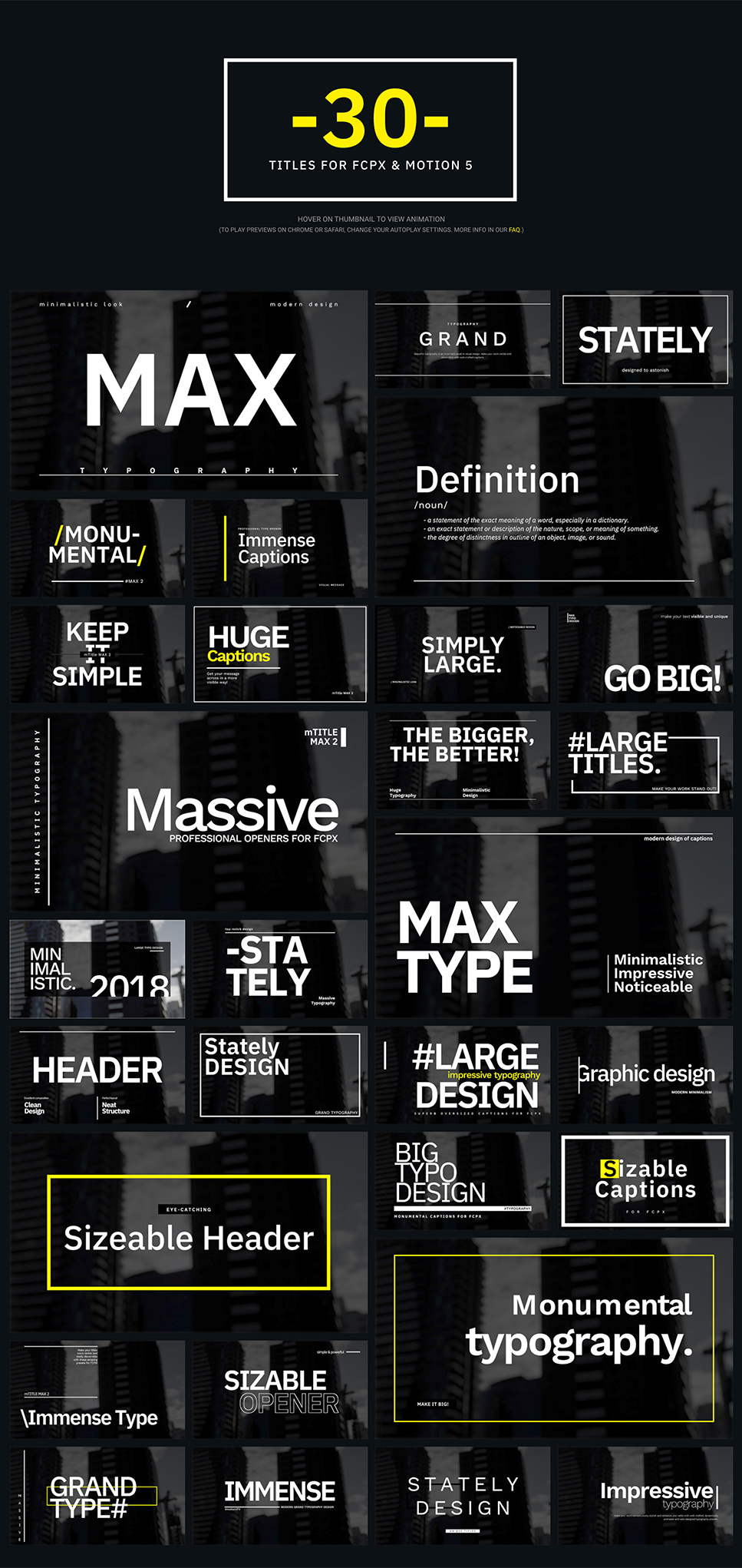 30种精美超级动力学大标题排版文本字幕动画预设FCPX插件 MotionVFX – mTitle MAX 2 , sucaiwan.com
