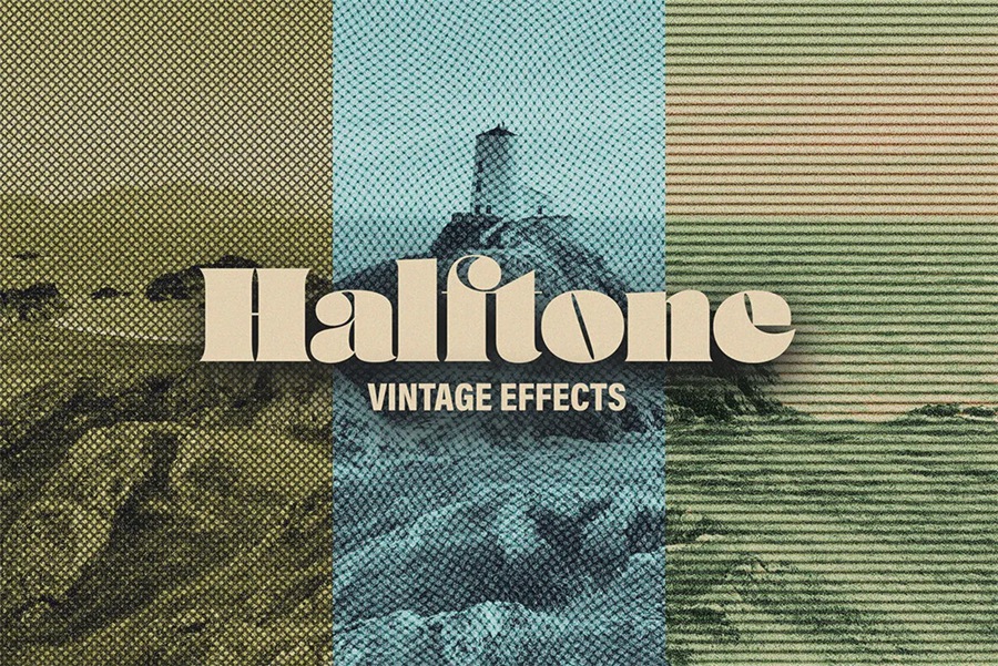 复古半色调半调图片照片杂志印刷特效PSD样机 HALFTONE VINTAGE EFFECTS , 第1张-素材湾丨精选海外优质设计素材资源 复古半色调半调图片照片杂志印刷特效PSD样机 HALFTONE VINTAGE EFFECTS , sucaiwan.com