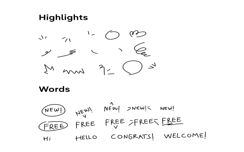 涂鸦手绘可爱线条箭头下划线文字装饰图案AI矢量设计素材PNG素材 图片素材 sucaiwan.com