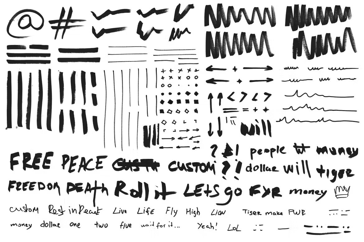 232款复古涂鸦街头艺术马克笔手绘线条圆圈符号标记PNG免扣设计元素套装 232 Marker Scribbles Pack 图片素材 sucaiwan.com