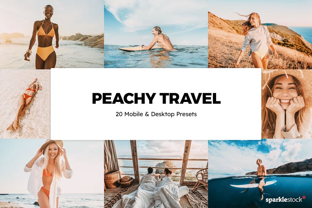 完美夏日桃色旅行摄影后期Lightroom预设及电影调色LUT预设 20 Lightroom Presets und LUTs von Peachy Travel 插件预设 sucaiwan.com