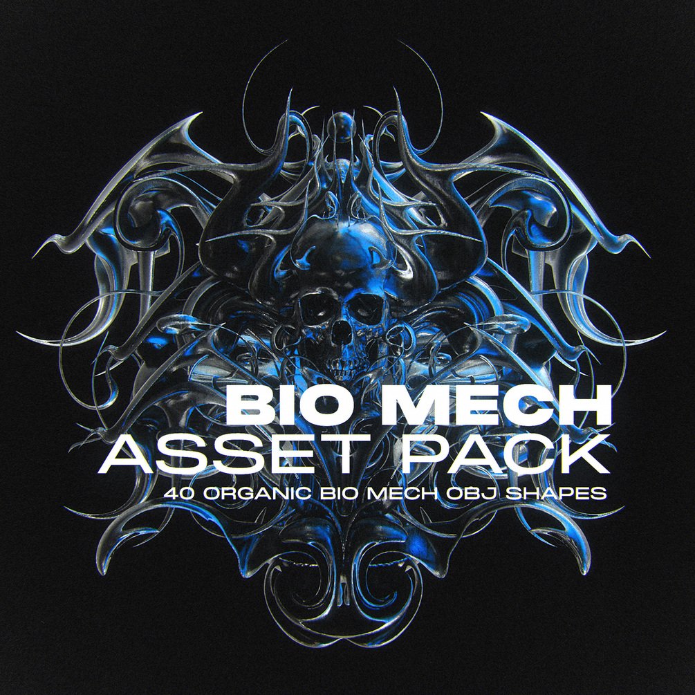 40个暗黑生物机甲酸性金属镀铬3D模型包 BIO MECH ASSET PACK 样机素材 sucaiwan.com