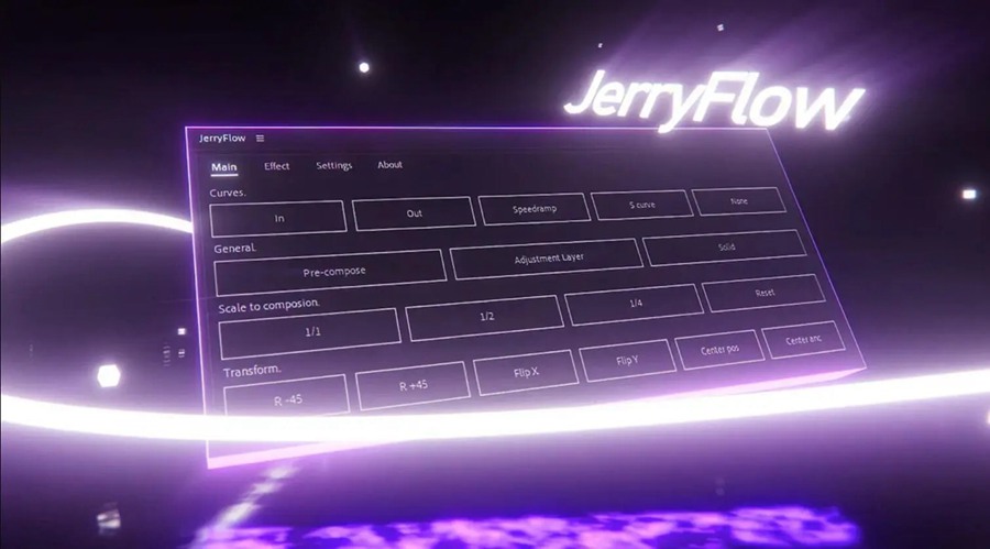 AE脚本：AE工作全流程简化快捷效率神器 JerryFlow – JryMedia 插件预设 sucaiwan.com