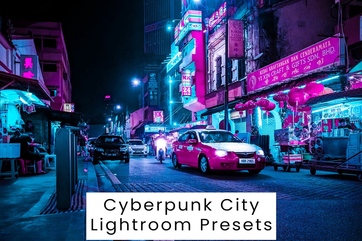 赛博朋克城市灯光摄影后期调色Lightroom预设 Lightroom Presets für Cyberpunk City 插件预设 sucaiwan.com