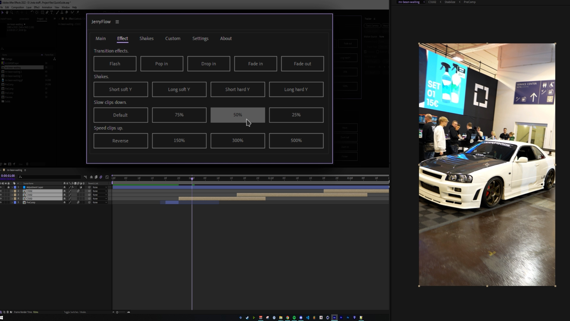 AE脚本：AE工作全流程简化快捷效率神器 JerryFlow – JryMedia 插件预设 sucaiwan.com