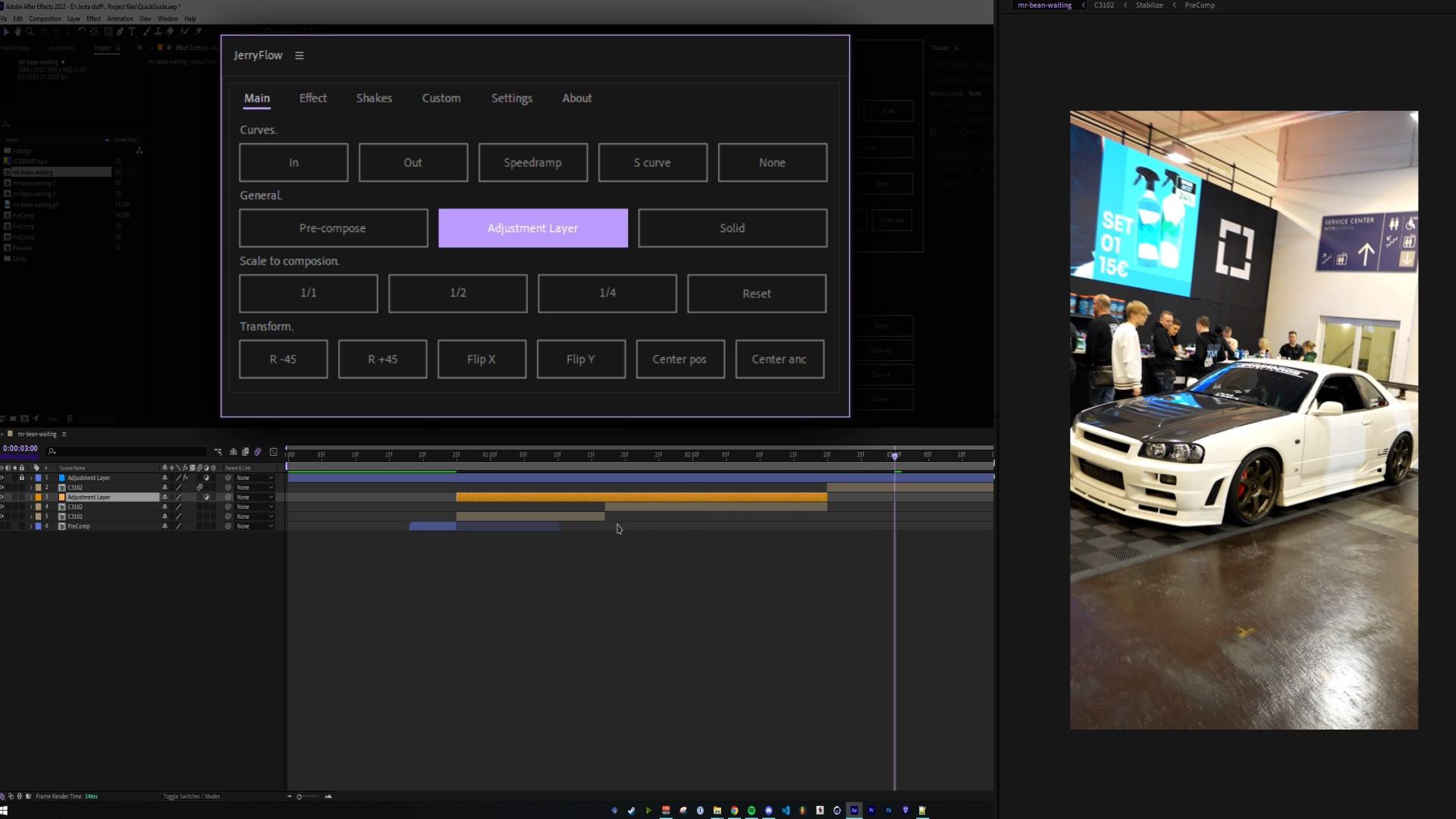 AE脚本：AE工作全流程简化快捷效率神器 JerryFlow – JryMedia 插件预设 sucaiwan.com