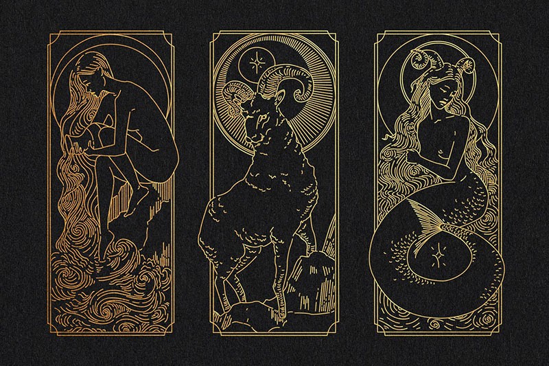 十二星座塔罗牌图形元素套装，AI源文件 图片素材 sucaiwan.com