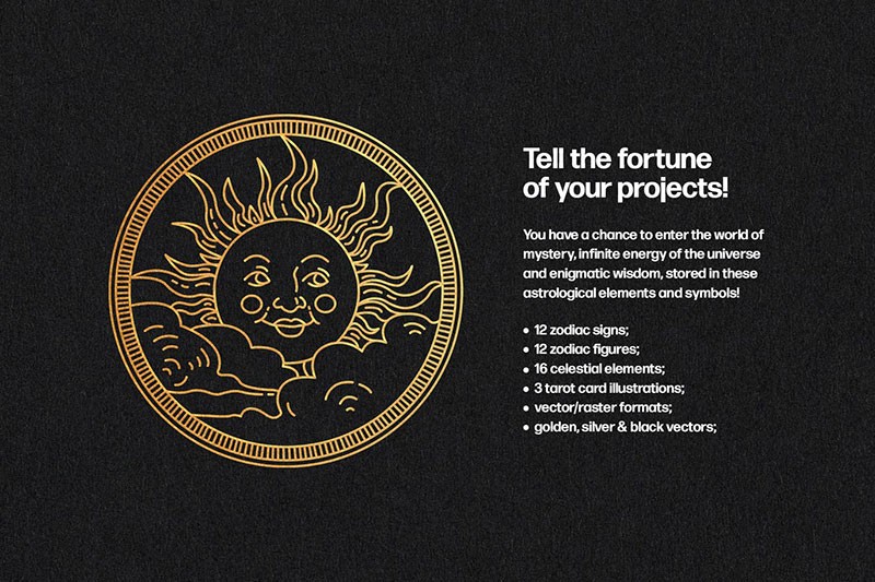 十二星座塔罗牌图形元素套装，AI源文件 图片素材 sucaiwan.com