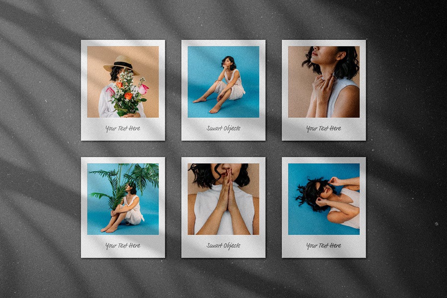12组真实高品质宝丽来照片相框合集摄影时尚博主后期Photoshop设计模板Polaroid Frame Mockups Collection 样机素材 sucaiwan.com