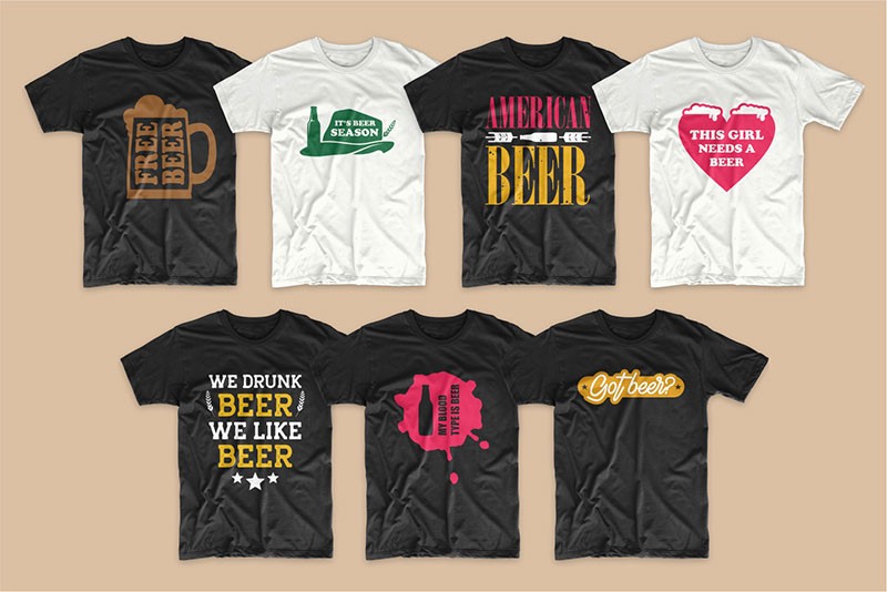 70+啤酒元素T恤印花图案AI矢量素材 图片素材 sucaiwan.com