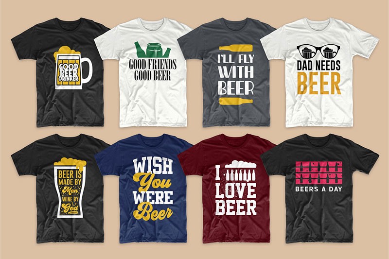 70+啤酒元素T恤印花图案AI矢量素材 图片素材 sucaiwan.com