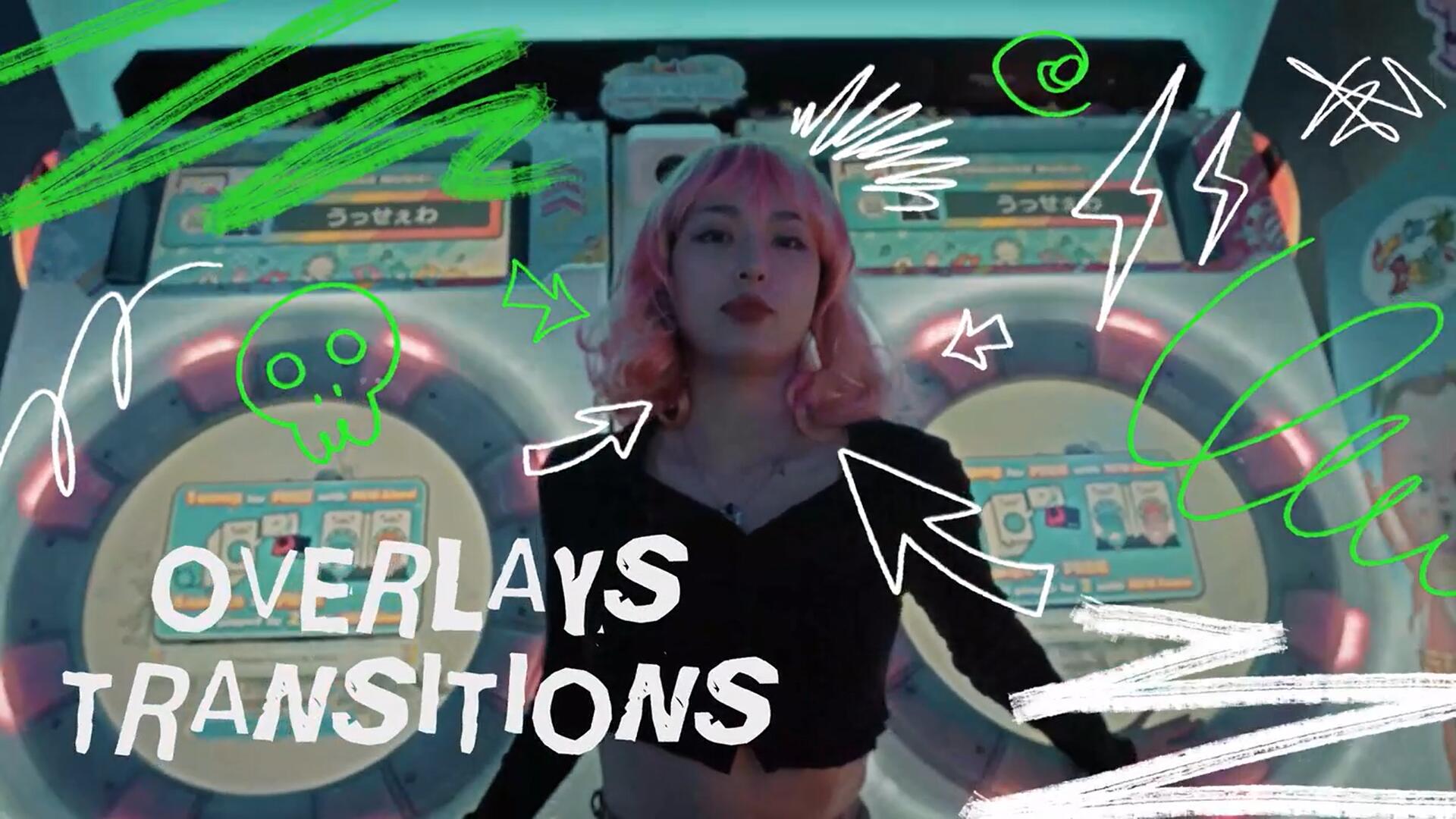 AE/PR/FCPX/达芬奇模板：手绘涂鸦插画海报标题贴纸过渡叠加4K视频动画模板 , sucaiwan.com