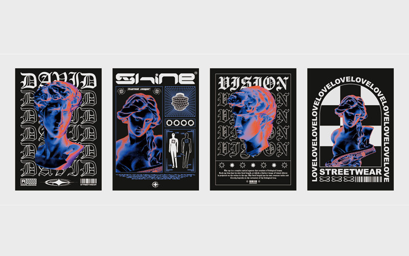 矢量AI手绘酸性潮流海报抽象几何赛博朋克装饰插画图案设计素材 图片素材 sucaiwan.com