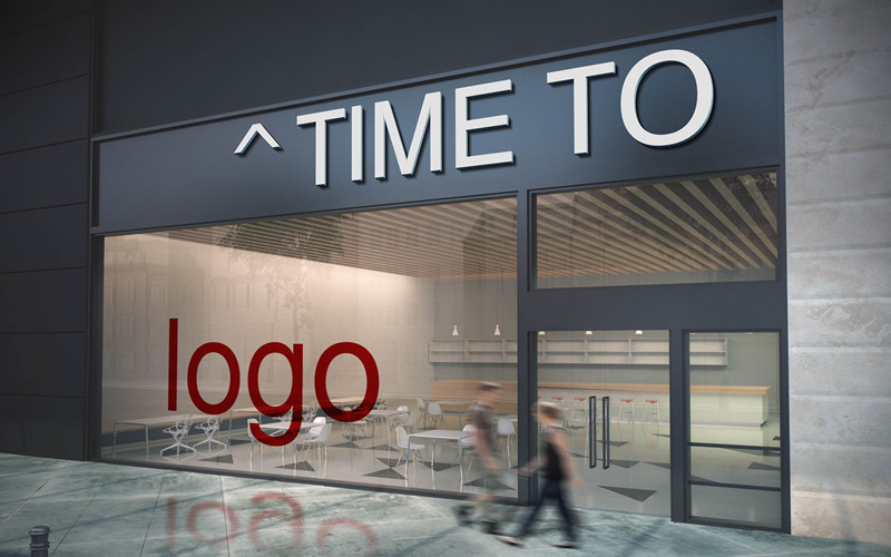 简约现代店铺店面门头招牌展示效果智能贴图PSD样机提案设计素材 样机素材 sucaiwan.com