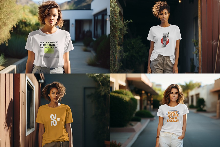 18款城市都市模特穿搭T恤短袖服装印花设计展示PSD样机T-Shirt Mockup Stylish Models 样机素材 sucaiwan.com