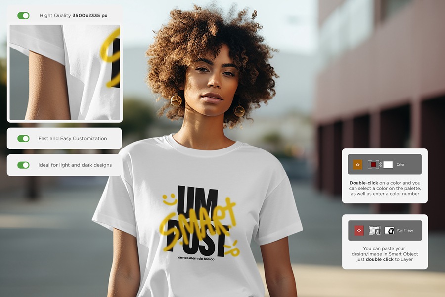 18款城市都市模特穿搭T恤短袖服装印花设计展示PSD样机T-Shirt Mockup Stylish Models 样机素材 sucaiwan.com