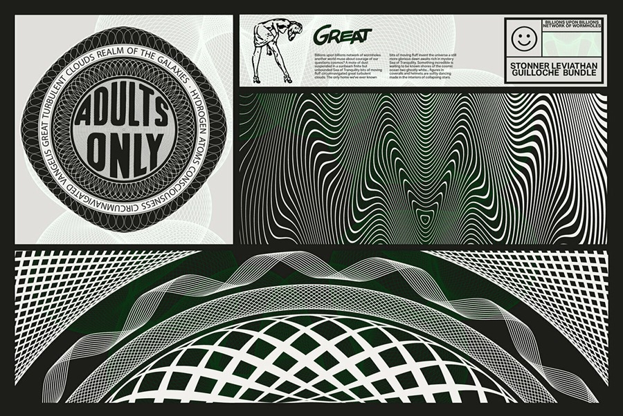 224款抽象几何网格扭曲波浪复古插画logo贴纸背景纹理AI矢量设计套装Stonner Leviathan Guilloche Bundle . 第2张-素材湾丨精选海外优质设计素材资源 224款抽象几何网格扭曲波浪复古插画logo贴纸背景纹理AI矢量设计套装Stonner Leviathan Guilloche Bundle . sucaiwan.com