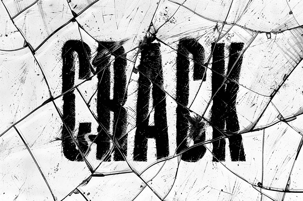 复古玻璃碎裂裂痕文本标题设计叠加特效PSD样机CRACKED GLASS TEXT EFFECT , sucaiwan.com