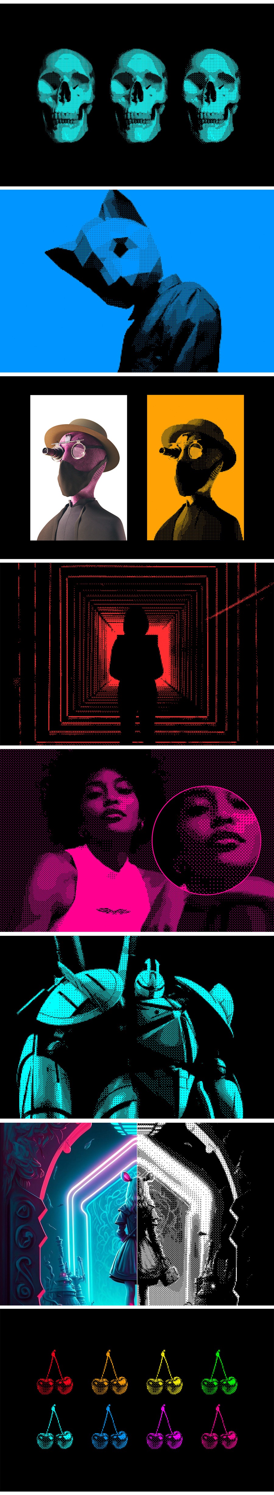 复古做旧位图像素半调文本设计图片叠加PS特效样机Grunge Bitmap Photo Effect 插件预设 sucaiwan.com