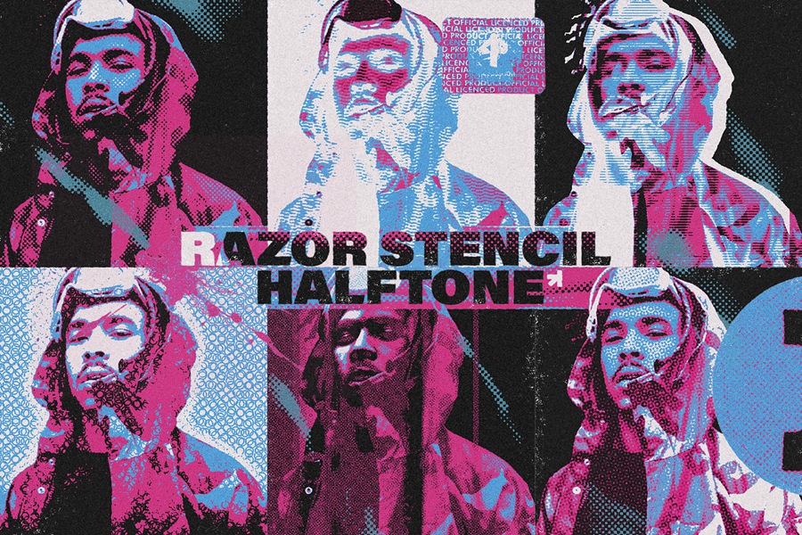 复古半调涂鸦喷漆街头艺术图像粗糙磨损PS特效动作插件设计套装Razor Stencil Halftone Effect Action 插件预设 第1张-素材湾丨精选海外优质设计素材资源 复古半调涂鸦喷漆街头艺术图像粗糙磨损PS特效动作插件设计套装Razor Stencil Halftone Effect Action 插件预设 sucaiwan.com