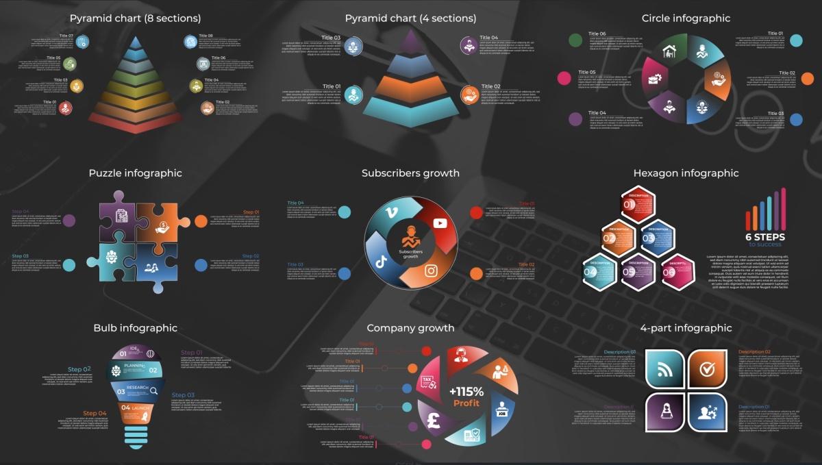 PR模板-1100个公司企业信息数据柱状饼状扇形图表动画预设 Infomax - The Big Infographics Pack MOGRT 影视音频 sucaiwan.com