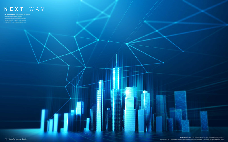 蓝色科技大数据线条人工智能商务网络海报网页背景PSD设计素材 图片素材 sucaiwan.com