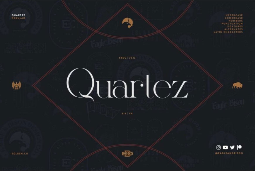 时尚优雅品牌杂志海报标题LOGO设计PSAI衬线英文字体安装包 Quartez , sucaiwan.com