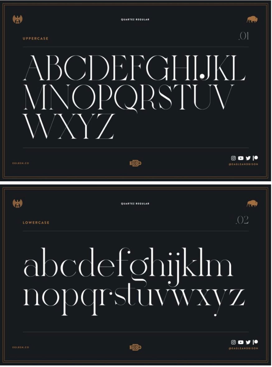 时尚优雅品牌杂志海报标题LOGO设计PSAI衬线英文字体安装包 Quartez , sucaiwan.com