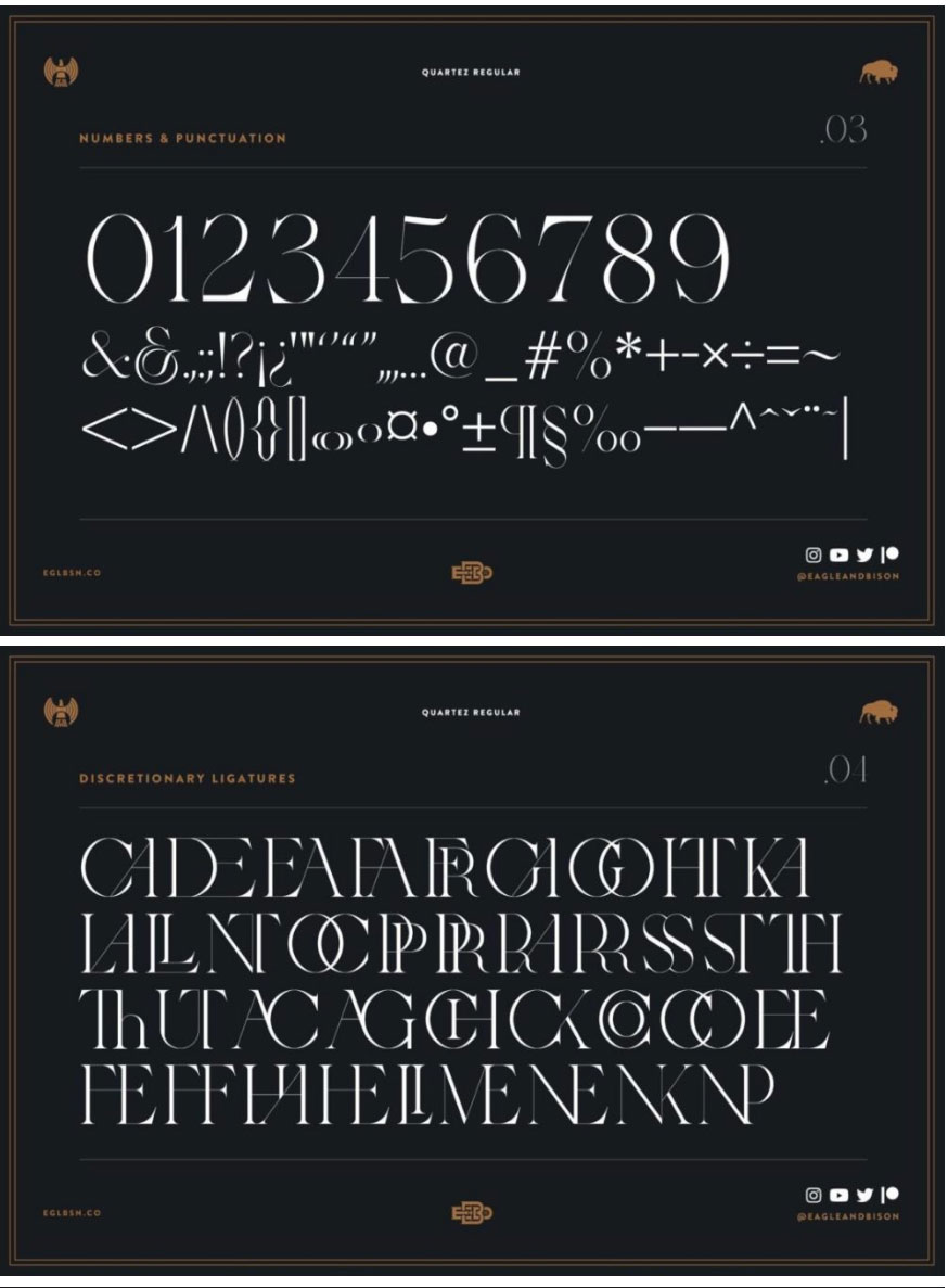 时尚优雅品牌杂志海报标题LOGO设计PSAI衬线英文字体安装包 Quartez , sucaiwan.com