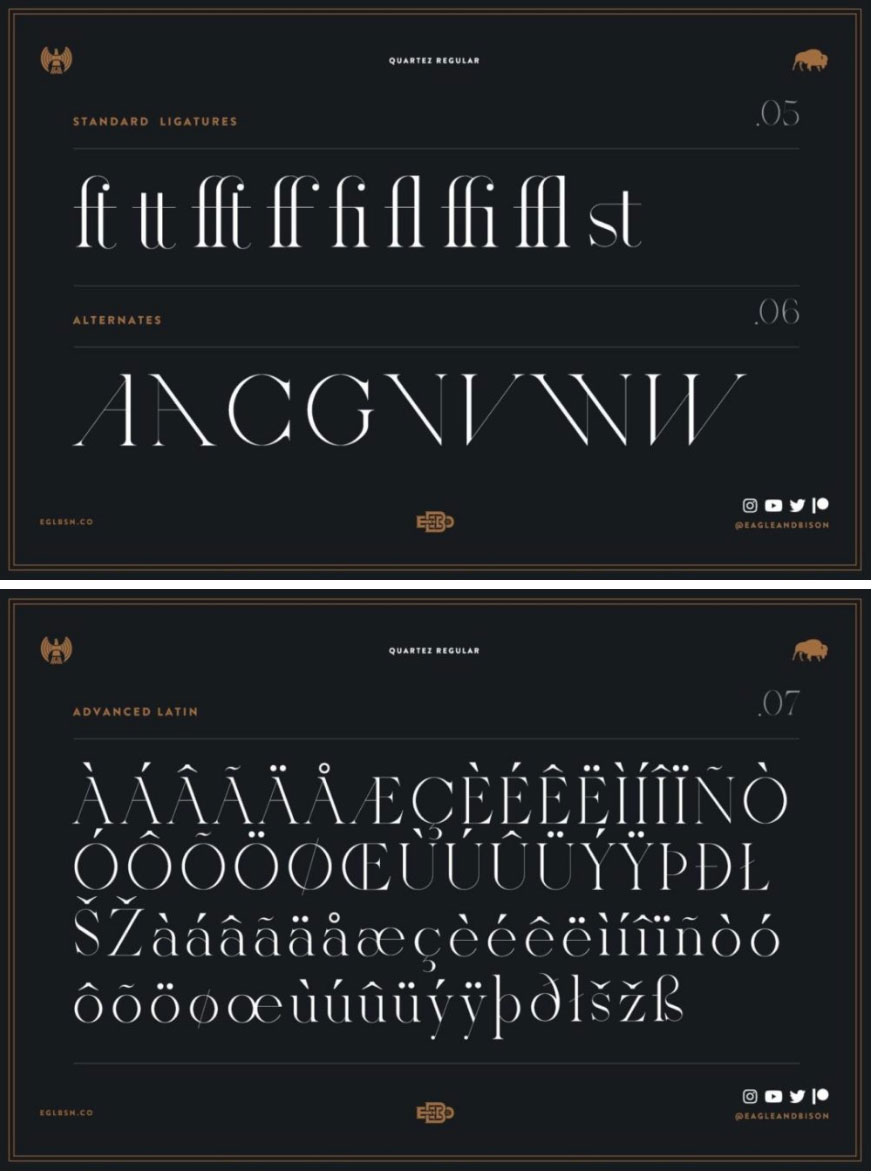 时尚优雅品牌杂志海报标题LOGO设计PSAI衬线英文字体安装包 Quartez , sucaiwan.com