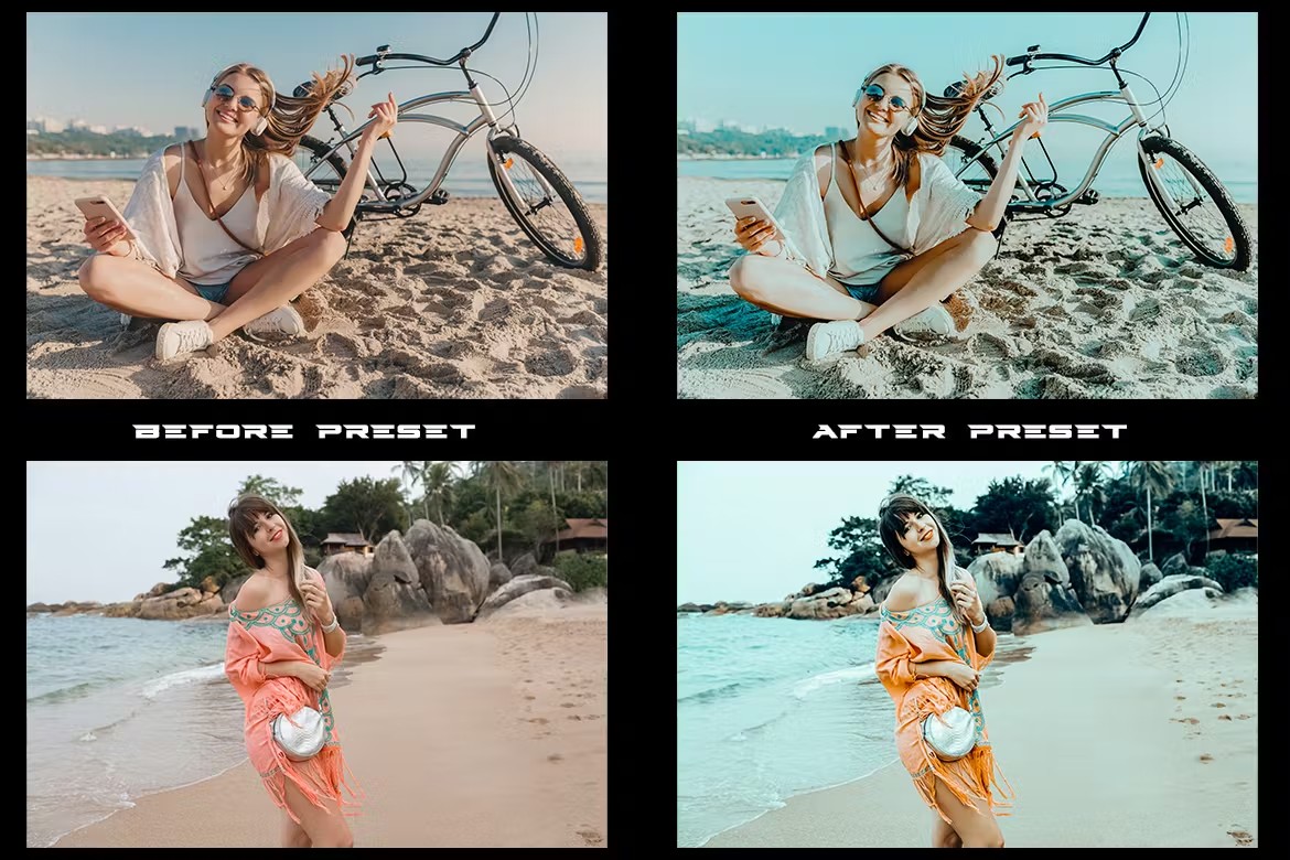 海滩天堂沿海冲浪旅拍摄影后期调色Lightroom预设 Beach Style 4 Lightroom Presets für Mobilgeräte und Desktops 插件预设 第2张-素材湾丨精选海外优质设计素材资源 海滩天堂沿海冲浪旅拍摄影后期调色Lightroom预设 Beach Style 4 Lightroom Presets für Mobilgeräte und Desktops 插件预设 sucaiwan.com