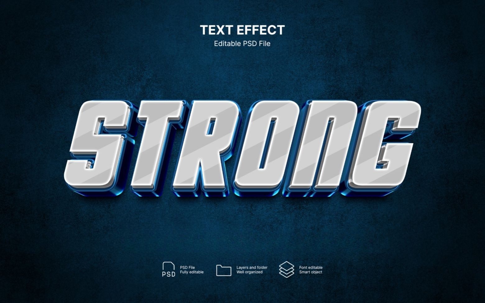 10款3D立体金属镀铬工业风文本标题logo徽标特效PSD样机套装Strong text effect set 设计素材 sucaiwan.com