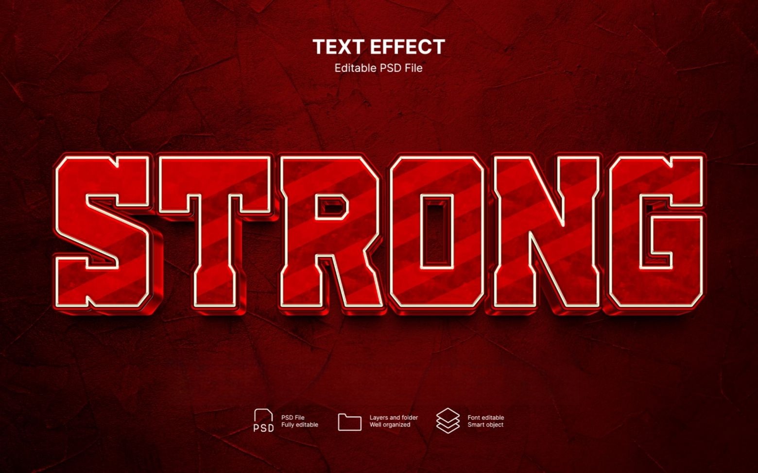10款3D立体金属镀铬工业风文本标题logo徽标特效PSD样机套装Strong text effect set 设计素材 sucaiwan.com