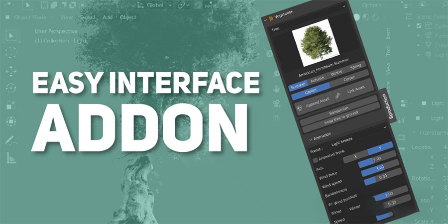 Blender花园植物树木预设库 Tree Vegetation V5.1.1+预设 Assets Vol.1&2 插件预设 sucaiwan.com