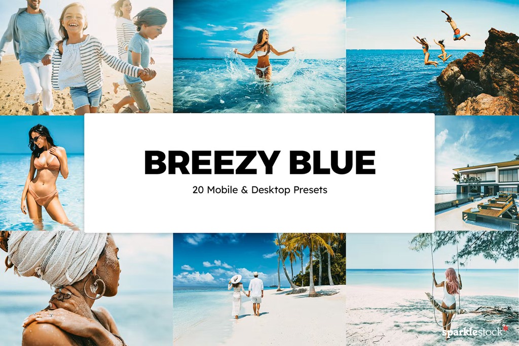夏日海滩蓝色明亮摄影后期Lightroom预设及电影调色LUT预设 20 Breezy Blue Lightroom Presets und LUTs 插件预设 第1张-素材湾丨精选海外优质设计素材资源 夏日海滩蓝色明亮摄影后期Lightroom预设及电影调色LUT预设 20 Breezy Blue Lightroom Presets und LUTs 插件预设 sucaiwan.com