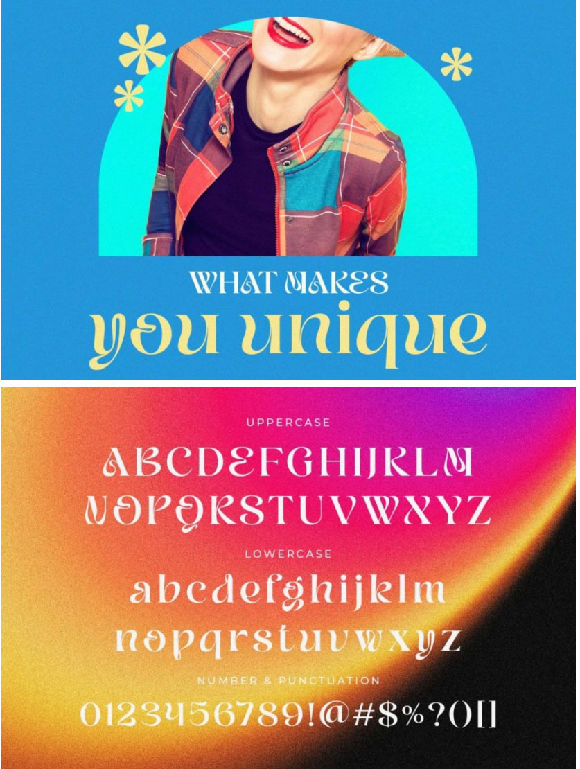 现代优雅酸性逆反差徽标品牌杂志产品海报标题设计PSAI衬线字体 Meqanor , sucaiwan.com