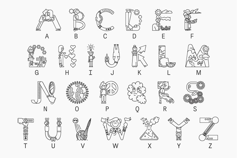 World Peace简笔插画字体，免费可商用 , sucaiwan.com