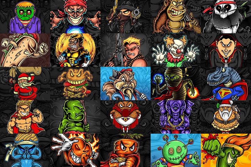 100款T恤印花图案矢量素材，AI源文件 图片素材 sucaiwan.com