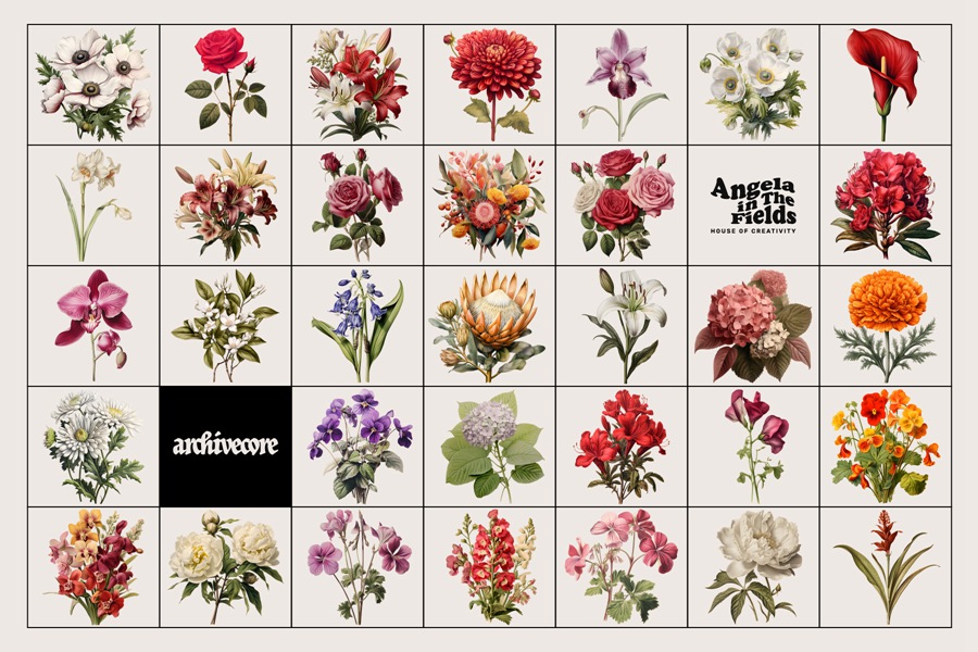 122复古拼贴艺术手绘插画花朵花卉植物树叶PNG剪贴画免扣元素图案印花设计套装BOOK OF FLOWERS 1 by angelainthefields 图片素材 第5张-素材湾丨精选海外优质设计素材资源 122复古拼贴艺术手绘插画花朵花卉植物树叶PNG剪贴画免扣元素图案印花设计套装BOOK OF FLOWERS 1 by angelainthefields 图片素材 sucaiwan.com