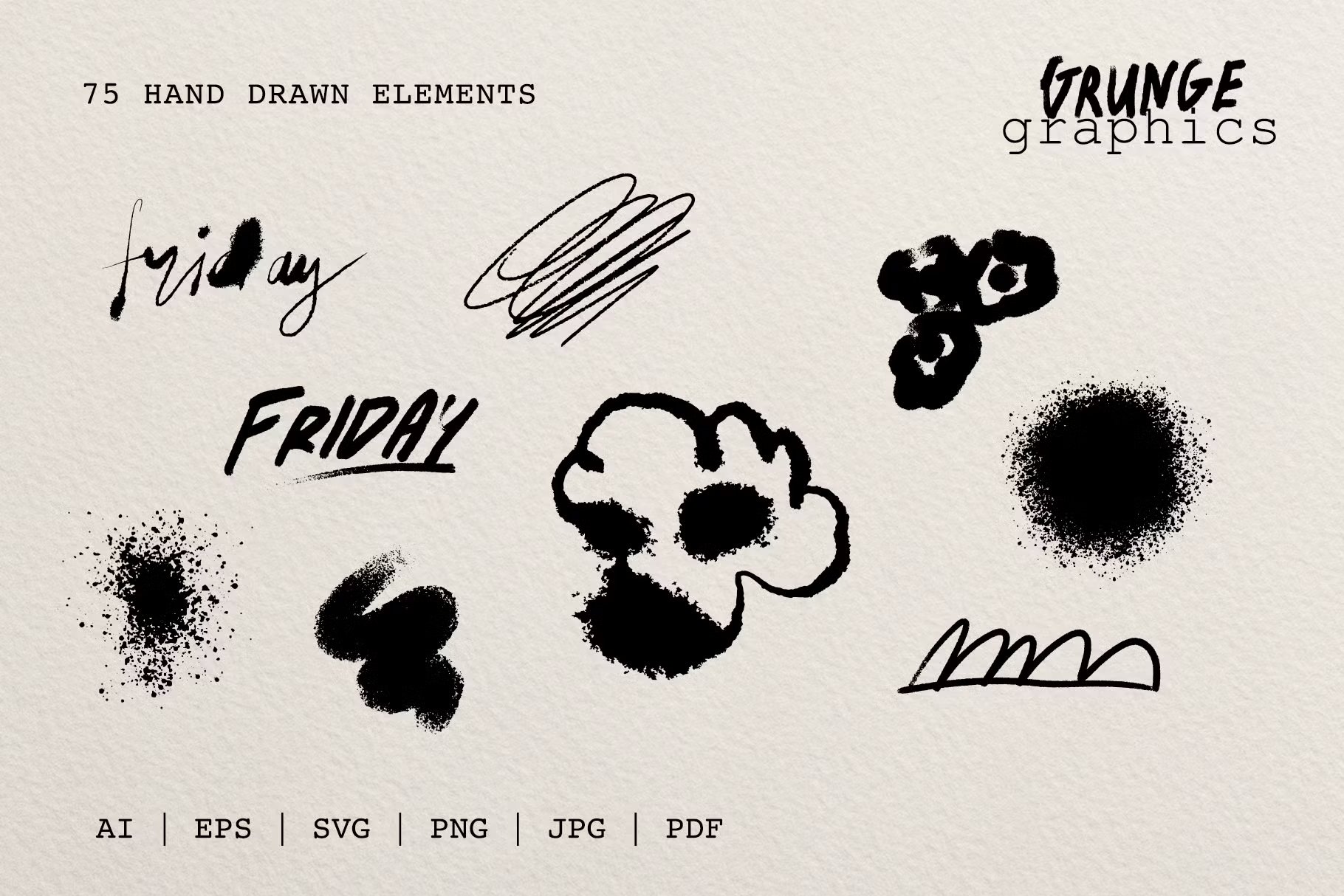 75种手绘元素涂鸦、拼贴艺术、笑脸蝴蝶花朵树叶、喷漆涂鸦图形和纹理、PNG、AI矢量设计图形 75+ Drawn & Painted Grunge Graphics 图片素材 第3张-素材湾丨精选海外优质设计素材资源 75种手绘元素涂鸦、拼贴艺术、笑脸蝴蝶花朵树叶、喷漆涂鸦图形和纹理、PNG、AI矢量设计图形 75+ Drawn & Painted Grunge Graphics 图片素材 sucaiwan.com