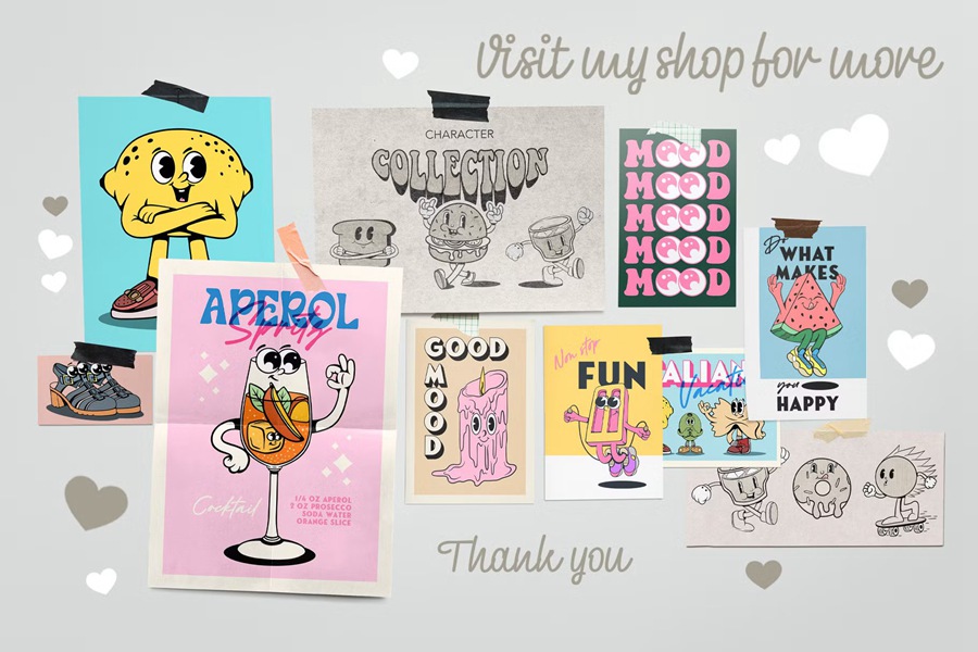 20种手绘复古壁纸社交媒体帐户墙面艺术包装纸织物无缝图案系列 Patterns Whimsical Collection 图片素材 sucaiwan.com